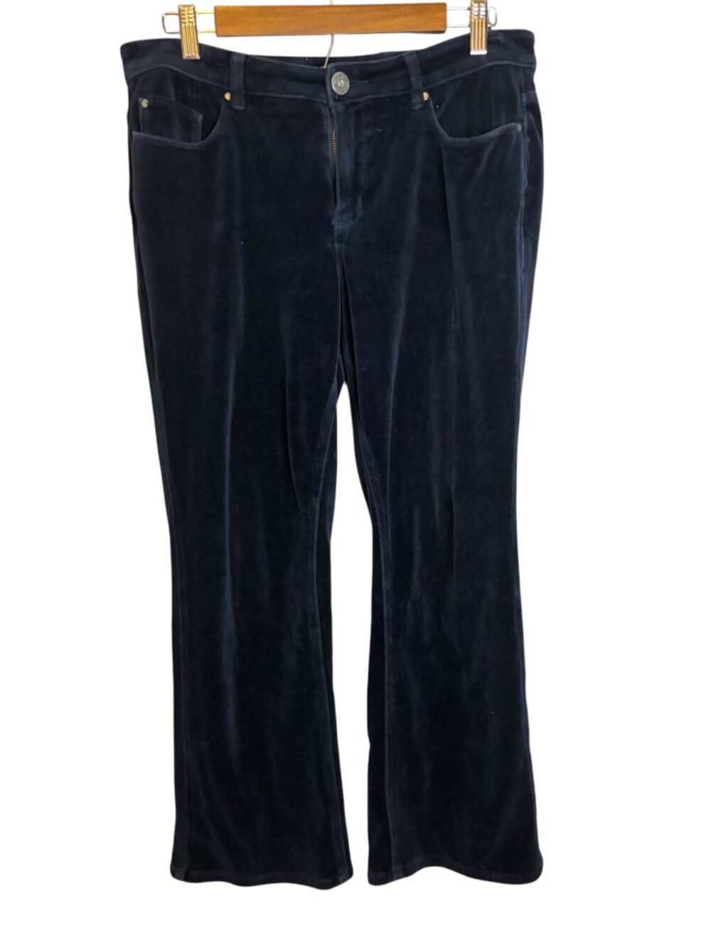 Coldwater Creek Pants Women's 10P Petite Velvet Velour Bootcut Blue‎